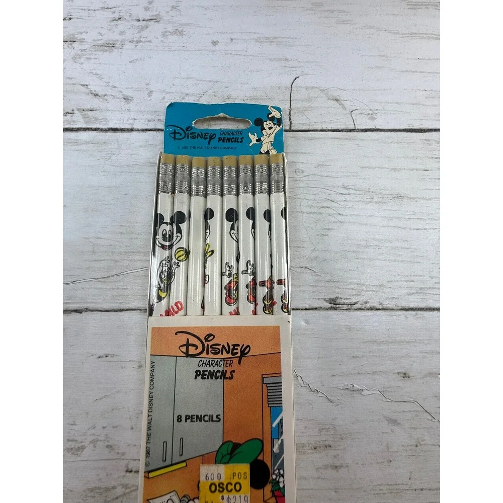 Vintage 1987 Disney Mickey Mouse Character Pencils 8 Pack Empire Pencil Co New